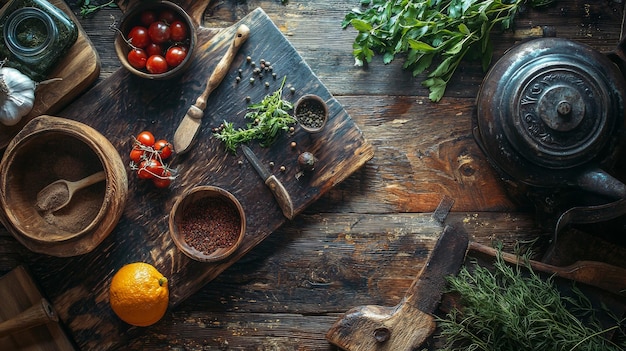 kuchenny stół z akcesoriami